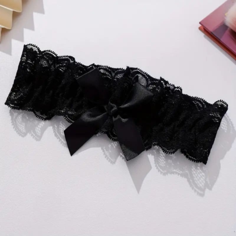 Podvezica crna od čipke 25263