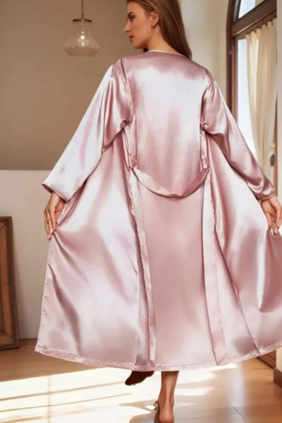 Ogrtač i spavaćica saten 22108 roze - Слика 4