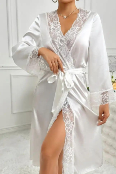 Satenski ogrtač beli 251267 - Слика 2